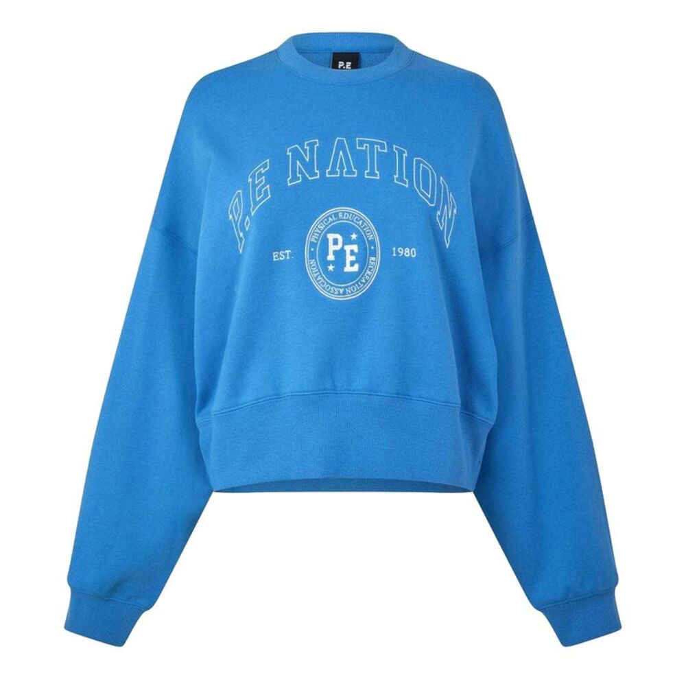 PE Nation Womens/Ladies Relaxed Fit Crop Sweatshirt / French Blue